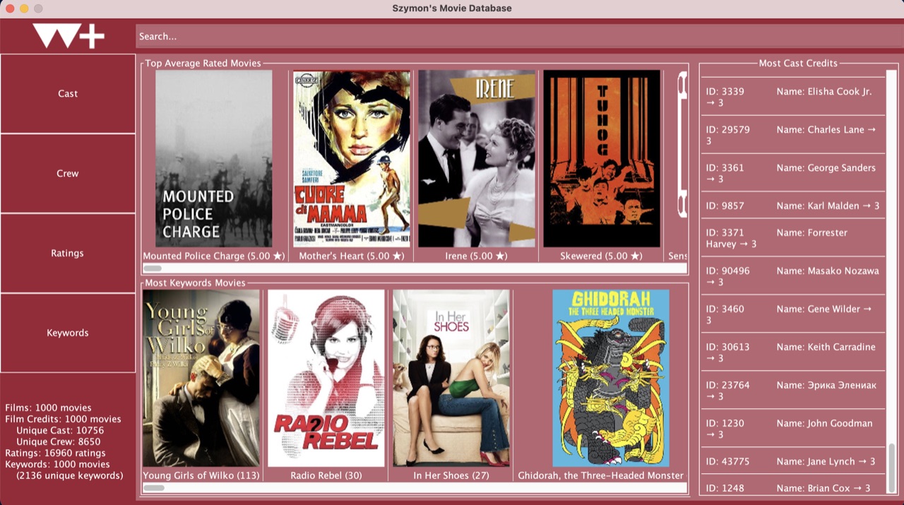 Szymon's Movie Database UI preview